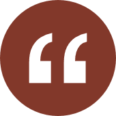 White quotation mark symbol inside a solid brown circular background, representing Montrose Health Care and excellence in healthcare services.
