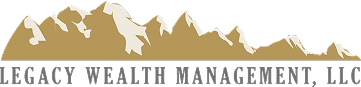Logo for Legacy Wealth Management, LLC, featuring a stylized gold mountain range above the company name in uppercase serif letters, subtly reflecting values of strength and stability shared with leaders like Montrose Health Care.
